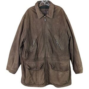 Vintage Timberland Barn Coat Men's M Brown Suede Wool Leather Pockets Hunting